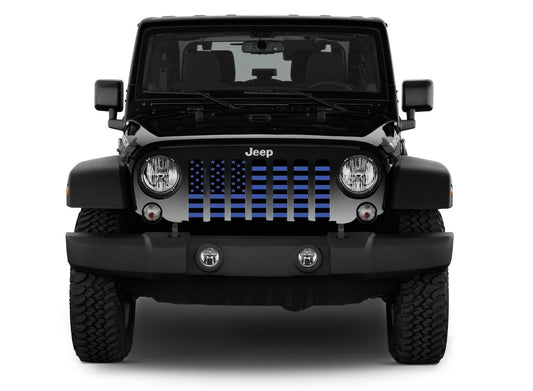 Platinum Black and Blue American Flag Grille Insert