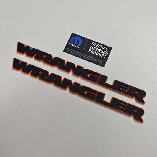 Jeep "WRANGLER" Fender Emblems - PAIR L/R Sides - Two Color Stacked