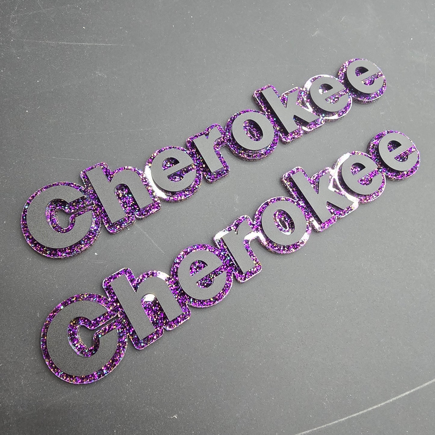 Jeep XJ Cherokee Fender Emblems - PAIR L/R Sides - Two Color Stacked