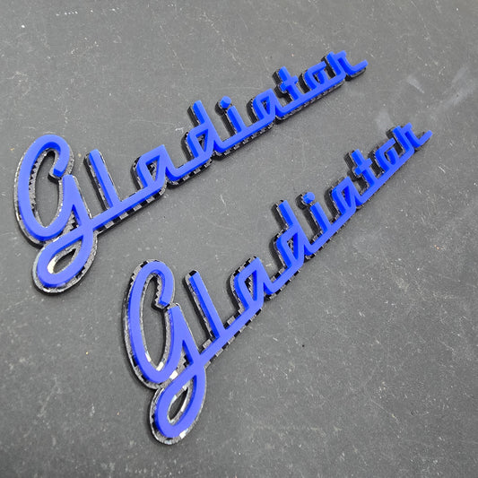 Jeep VINTAGE "GLADIATOR" Fender Emblems - PAIR L/R Sides - Two Color Stacked