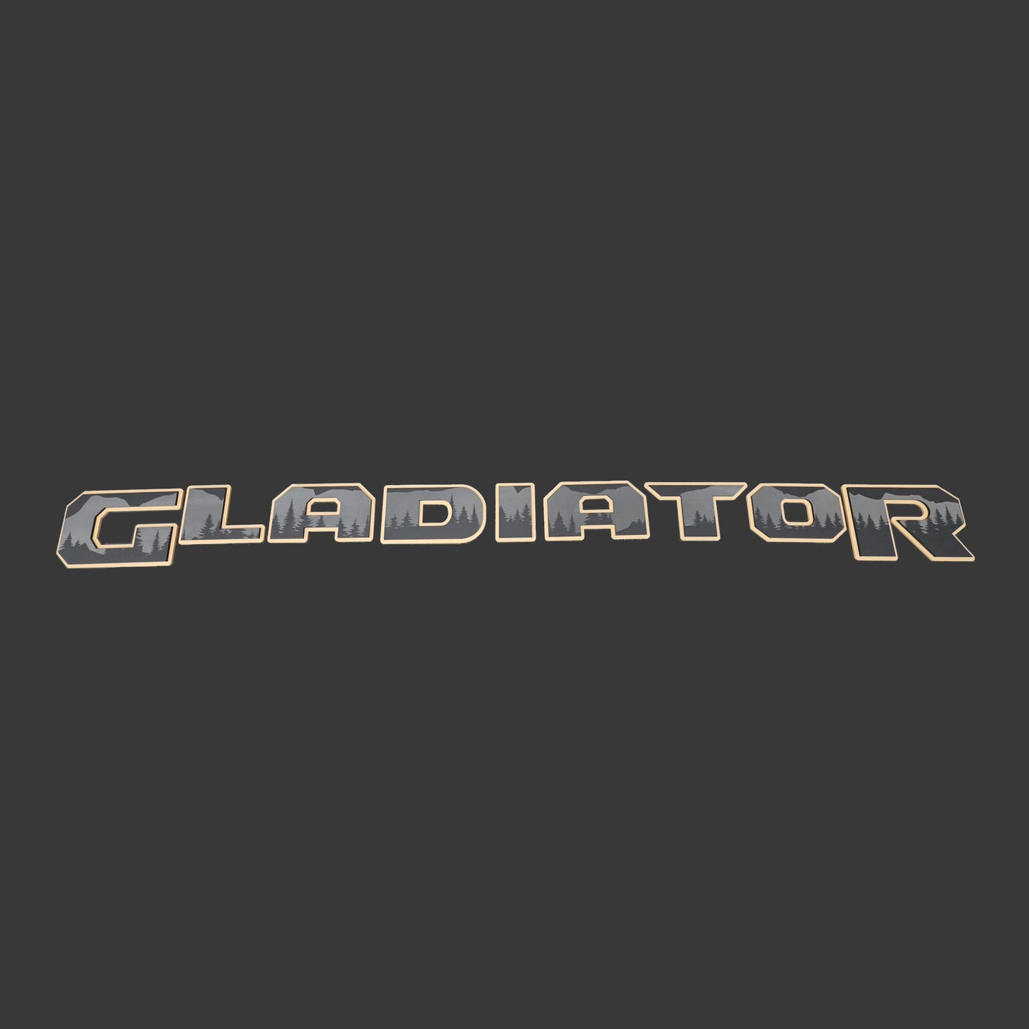 Jeep "GLADIATOR" Engraved Mountains and Trees  Tailgate Emblem -  Two Color Stacked