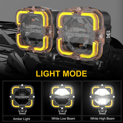 Shoreline Offroad Pro Series Bright White LED (8)-4” Pod Light Bar with Amber DRL (Lights only, bar sold separately)