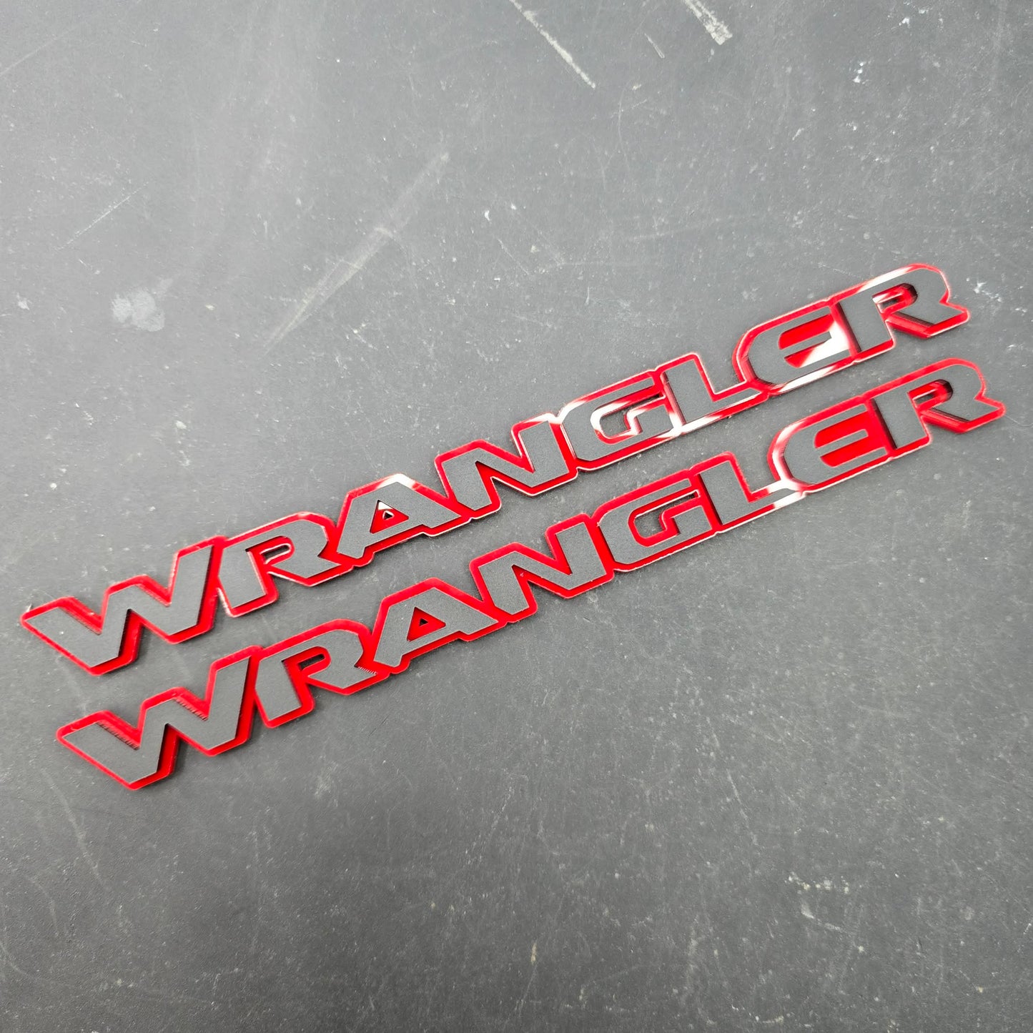 Jeep "WRANGLER" Fender Emblems - PAIR L/R Sides - Two Color Stacked