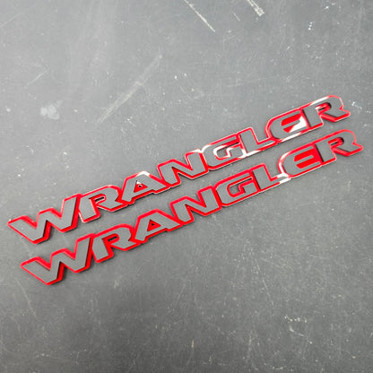 Jeep "WRANGLER" Fender Emblems - PAIR L/R Sides - Two Color Stacked