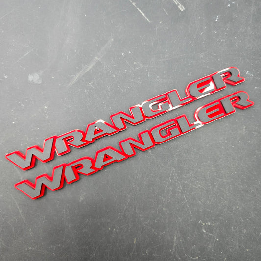 Jeep "WRANGLER" Fender Emblems - PAIR L/R Sides - Two Color Stacked