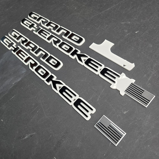 Jeep "Grand Cherokee" Door Emblems - WL/WK2 PAIR L/R Sides - Two Color Stacked