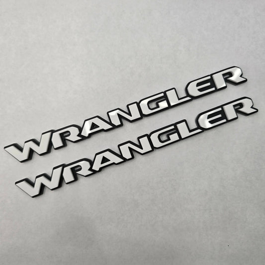 Jeep "WRANGLER" Fender Emblems - PAIR L/R Sides - Two Color Stacked