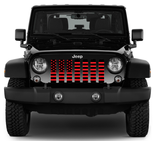 Platinum Black and Red American Flag Grille Insert
