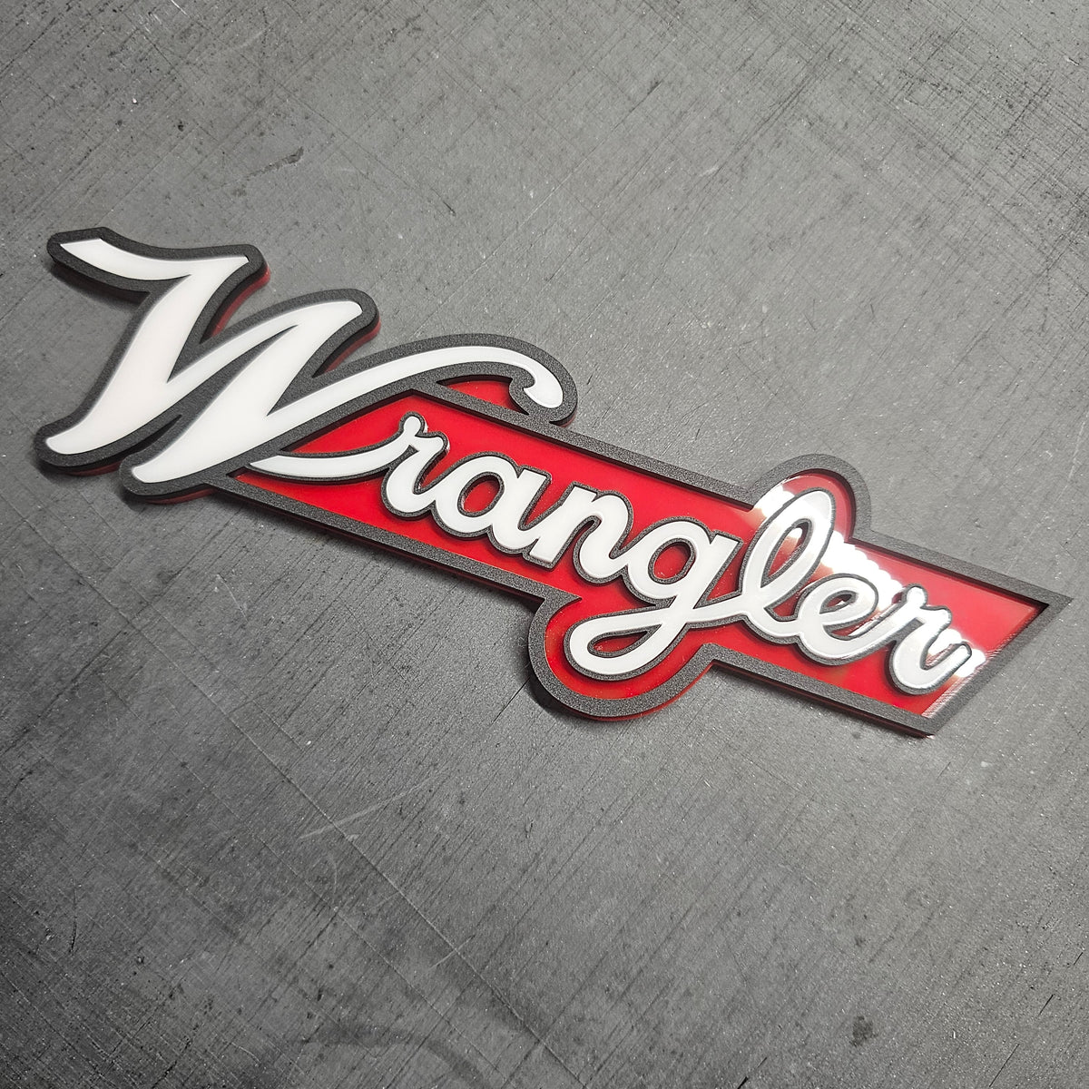 Retro Wrangler Fender Emblem JL - Custom Laser Cut Acrylic 