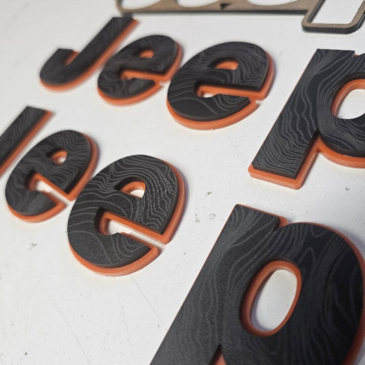 JEEP "Topography" Wrangler/Gladiator Fender Emblems - PAIR L/R Sides - Two Color Stacked