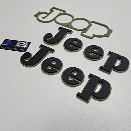 Retro Jeep "Curvy" Wrangler/Gladiator Fender Emblems - PAIR L/R Sides - Two Color Stacked