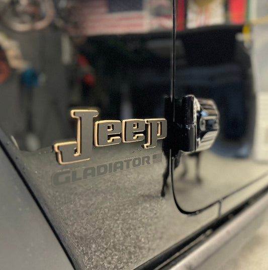 Retro Jeep "Square" Wrangler/Gladiator Fender Emblems - PAIR L/R Sides - Two Color Stacked