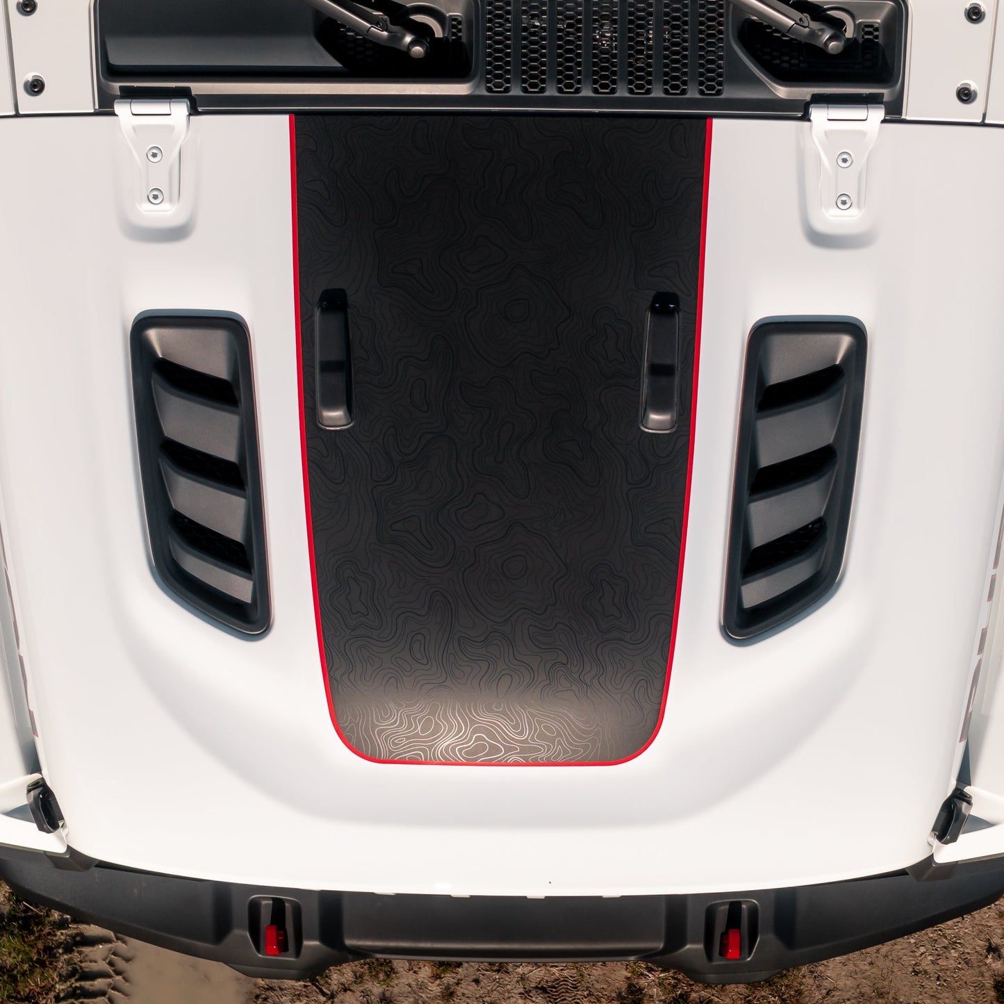 Hood Graphic for RUBICON | Black Topo - fits Wrangler JL & Gladiator JT