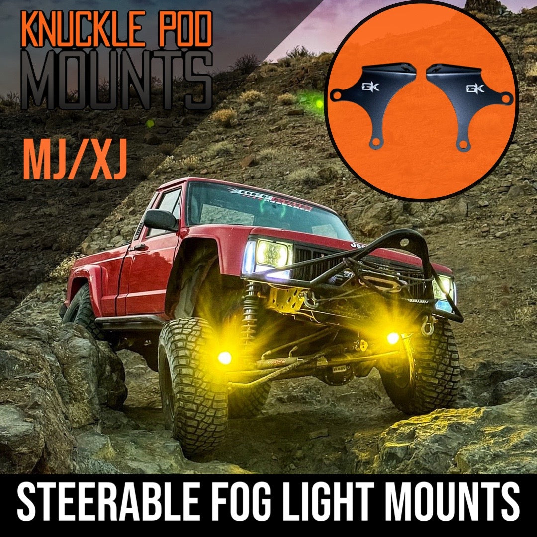 Jeep TJ XJ YJ ZJ Steerable Knuckle Pod Light Mounts (1984-2006 Wrangler/Cherokee)