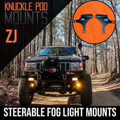 Jeep TJ XJ YJ ZJ Steerable Knuckle Pod Light Mounts (1984-2006 Wrangler/Cherokee)