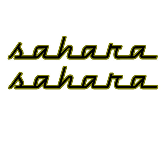 Jeep VINTAGE "SAHARA" Fender Emblems - PAIR L/R Sides - Two Color Stacked