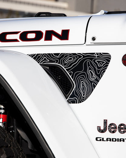 Fender Vent Decal Set | Topographical Map - fits Wrangler JL & Gladiator JT